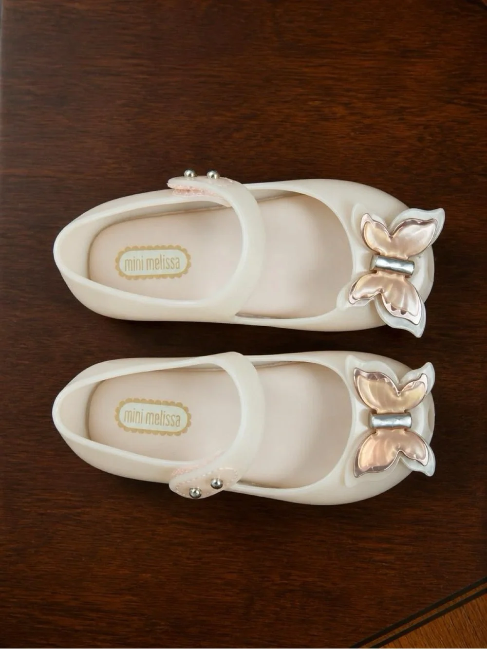 Mini Melissa Butterfly Mary Jane Jelly Flats Cream Toddler US 8